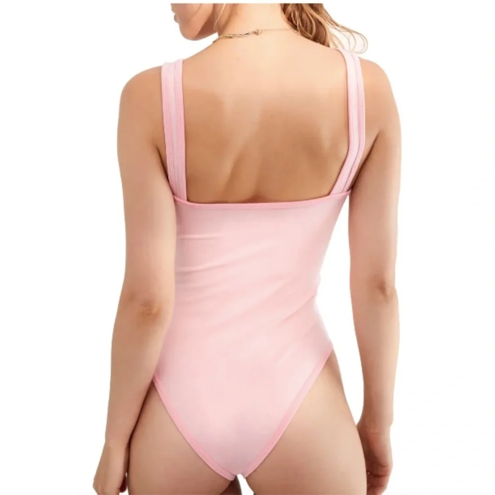 NWT Free People Washed Seamless Bodysuit in Washed Pink